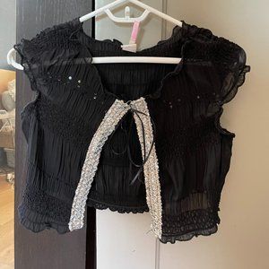 Vintage Pepper Sheer Sequin Crop Top